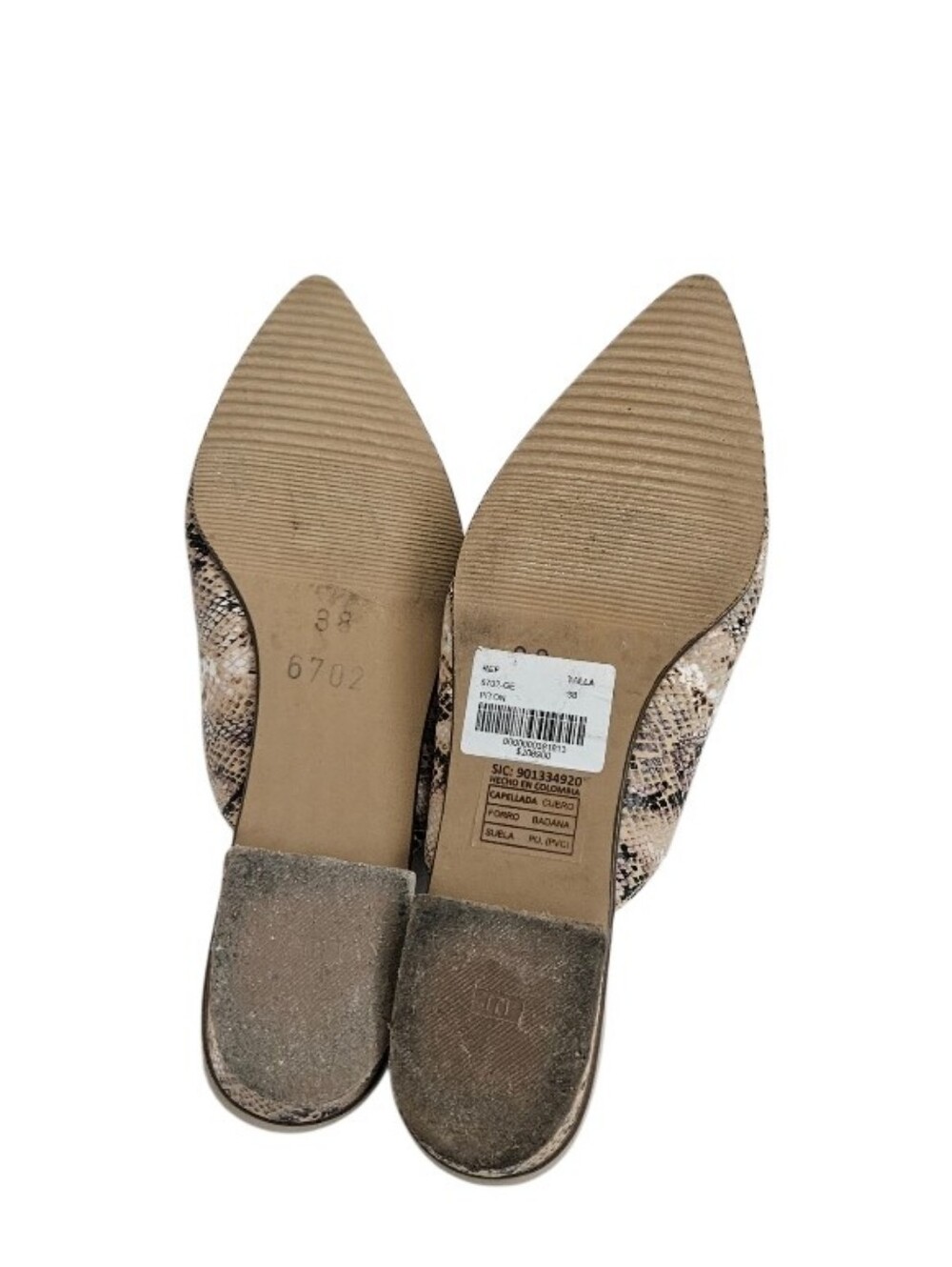 Bellini Beige Snake-Print Pointed Toe Mule - Picture 9 of 9